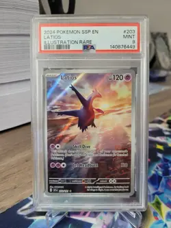 Latios Illustration Rare 203/191 PSA 9 - 2024 Pokemon Surging Sparks - Image 1