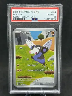 Pokemon Drilbur Black Bolt Card 124/086 PSA 10 - Image 1