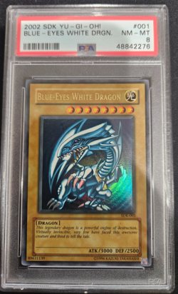 2002 YU-GI-OH! SDK-001 Blue Eyes White Dragon PSA 8 With Foil Error - Image 1