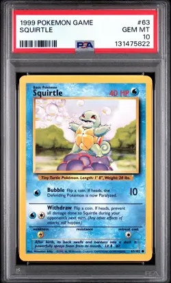 1999 Pokemon Base Set SQUIRTLE #63 PSA 10 Gem Mint 💦💦 New Cert - Image 1