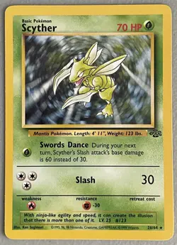 Scyther 26/64 Base Set Series Jungle RARE 1999 Basic Pokemon TCG Card WOTC LP - Image 1