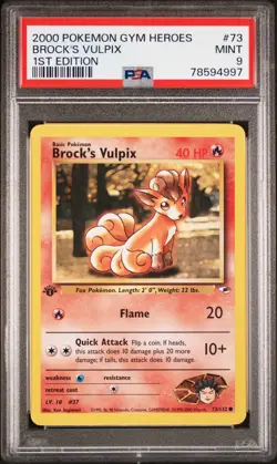 POKEMON CARDS BROCK'S VULPIX #73 73/132 2000 GYM HEROS 1ST EDITION PSA 9 MINT - Image 1