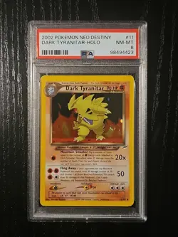 2002 Pokemon Neo Destiny Dark Tyranitar Holo Rare 11/105 PSA 8 NM-MT W/ Swirl - Image 1