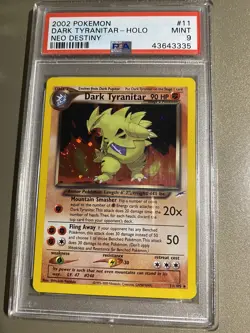 2002 Pokemon Card Holo Dark Tyranitar 11/105 PSA 9 MINT Neo Destiny - Image 1