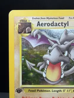 Pokemon TCG WOTC Fossil 1st Edition Aerodactyl 1/62 Prerelease Stamp Holo MP - Image 2