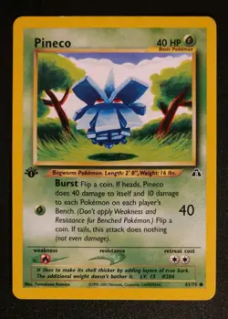 Pokemon TCG Karte Pineco / Tannza 1. Edition 61/75 Neo Entdeckung WotC EN -NM - Image 1