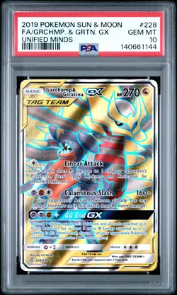 2019 POKEMON SUN & MOON UNIFIED MINDS FULL ART/GARCHOMP & GIRATINA GX PSA 10 - Image 1
