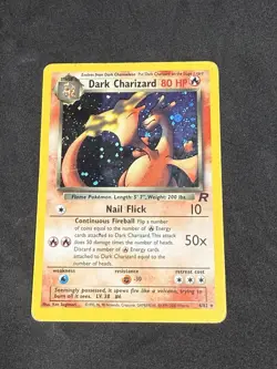 Pokemon TCG Dark Charizard 4/82 Holo Rare Card Team Rocket HP Swirl 🌀 - Image 2