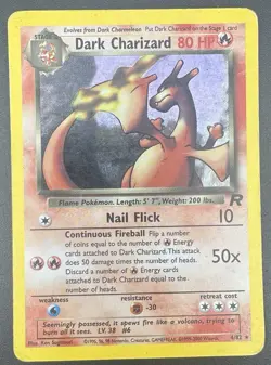 Pokemon TCG Dark Charizard 4/82 Team Rocket Unlimited Holo Rare WOTC HP Card - Image 1