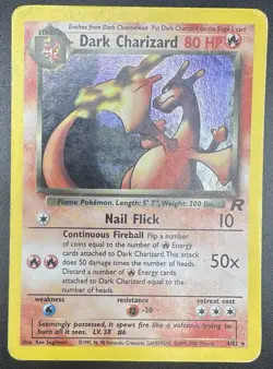 Pokemon TCG Dark Charizard 4/82 Team Rocket Unlimited Holo Rare WOTC HP Card - Image 2