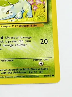 Bulbasaur Non-Holo Base Set Unlimited 44/102 Pokemon TCG 1999 - Image 3