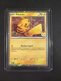 Pikachu 051 /162 Stamped 2026 Pokemon Day 30th Anniversary Promo Cosmos w/ SWIRL - Image 1