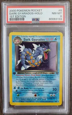 2000 Pokemon Rocket Dark Gyarados #8 1ST Edition PSA 8 Holo English - Image 1