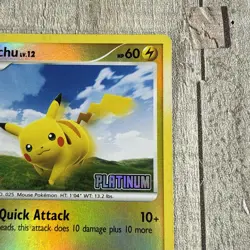 LP Pokemon 2008 Pikachu 70/100 Majestic Dawn Reverse Holo Platinum Stamp - Image 4