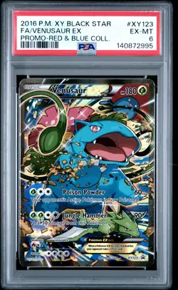 2016 POKEMON XY BLACK STAR PROMO RED & BLUE COLL FULL ART/VENUSAUR EX PSA 6 - Image 1