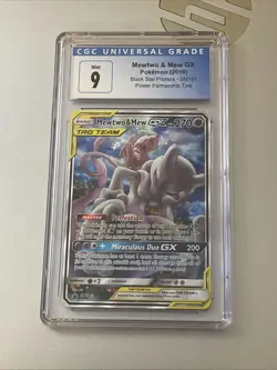 2019 Pokemon SM Black Star Promo Mewtwo & Mew GX SM191 CGC 9 MINT - Image 1