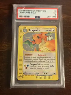 PSA 5 - Dragonite #9 Expedition Holo Pokemon TCG E-Reader 2002 WOTC Rare! 9/165 - Image 1