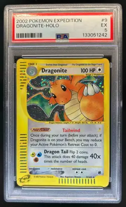 2002 Pokemon Expedition Set Dragonite Holo #9/165 PSA 5 - Image 1