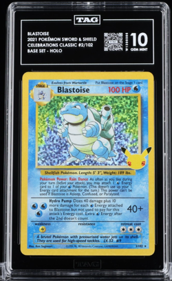 2021 Pokemon Celebrations Classic Collection BLASTOISE - Holo card 2/10 - TAG 10 - Image 1