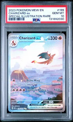 2023 POKEMON MEW EN-151 SPECIAL ILLUSTRATION RARE #199 CHARIZARD EX PSA 10 - Image 1