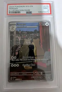 Pokemon TCG Persian 078/064 Shrouded Fable Illustration Rare PSA mint 9 - Image 1