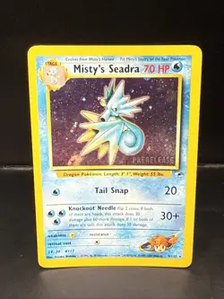 Pokemon TCG Misty's Seadra Holo Rare Gym Heroes Prerelease 9/132 EA - Image 2