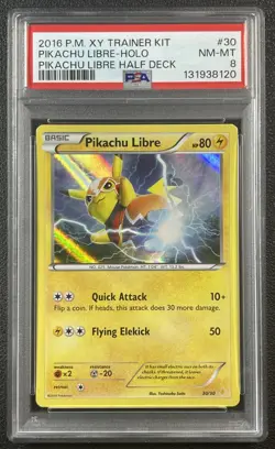 PIKACHU LIBRE HOLO PSA 8 2016 POKEMON XY TRAINER KIT #30/30 HALF DECK 8120 - Image 1