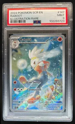 2024 Pokemon SV Stellar Crown - SCR EN Raboot Illustration Rare #147/142 PSA 9 - Image 1
