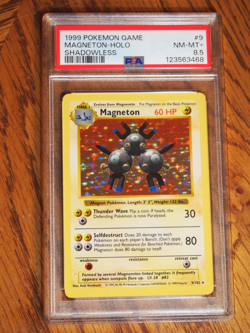 Pokemon 1999 Shadowless Base Magneton rare foil card, PSA 8.5 - Image 1