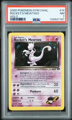 2000 POKEMON GYM CHALLENGE HOLO #14 ROCKET'S MEWTWO PSA 7 - Image 1