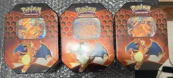 Pokemon TCG Hidden Fates Tin Charizard GX FACTORY SEALED NEW - Lot Of 3! - Image 1