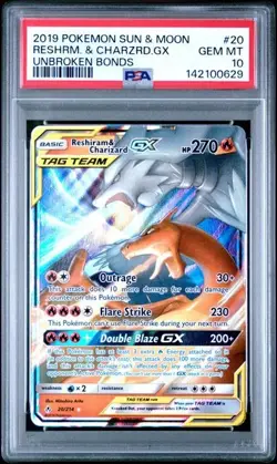 Reshiram Charizard GX 20/214 PSA 10 Unbroken Bonds Ultra Rare Pokemon GEM MINT - Image 1