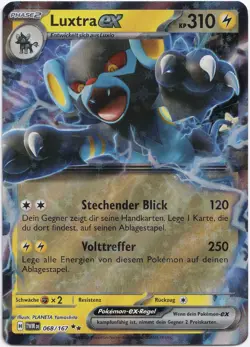 Pokemon Luxtra ex Double Rare Maskerade im Zwielicht 068/167 Near Mint Deutsch - Image 1