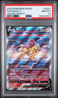 2023 POKEMON SWORD & SHIELD CROWN ZENITH #GG41 FULL ART/RAIKOU V PSA 10 - Image 1