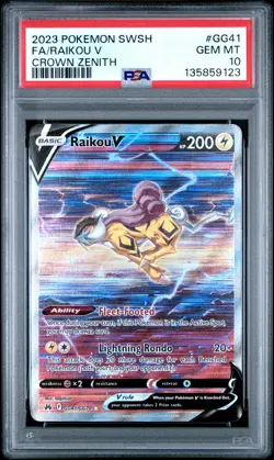 2023 POKEMON SWORD & SHIELD CROWN ZENITH #GG41 FULL ART/RAIKOU V PSA 10 - Image 1