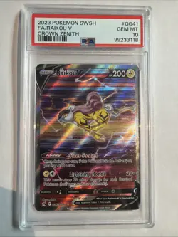 2023 POKEMON SWORD & SHIELD CROWN ZENITH #GG41 FULL ART/RAIKOU V PSA 10 - Image 1