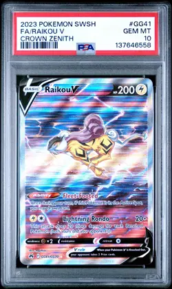 2023 POKEMON SWORD & SHIELD CROWN ZENITH #GG41 FULL ART/RAIKOU V PSA 10 - Image 1