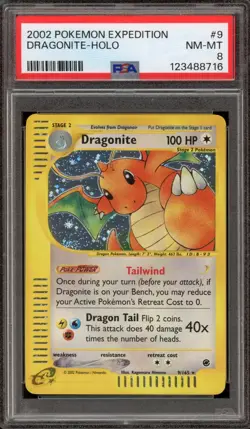 Pokemon Dragonite Expedition Holo Rare #9 PSA 8 - Image 1
