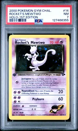ROCKET'S MEWTWO Pokemon Gym Challenge 1st Edition Holo 14/132 - PSA 7 - Image 1