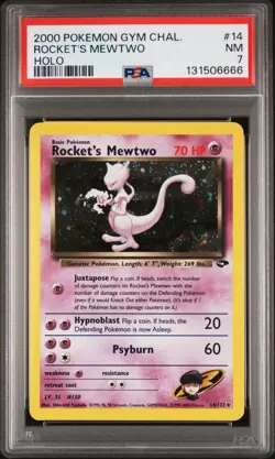2000 POKEMON GYM CHALLENGE HOLO-1ST EDITION #14 ROCKET'S MEWTWO PSA 7 - Image 3