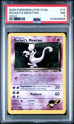 Rocket's Mewtwo 14/132 2000 Pokemon Gym Challenge Holo PSA 7 NM - Image 1