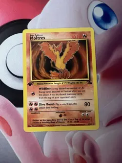 Moltres Pokemon Card TCG Fossil 1st Edition Non Holo 1999 WOTC 27/62 LP - Image 1