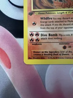 Moltres Pokemon Card TCG Fossil 1st Edition Non Holo 1999 WOTC 27/62 LP - Image 3