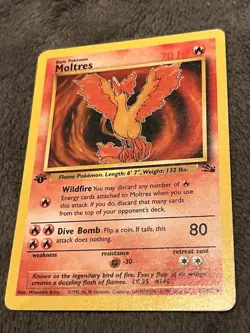 Moltres 27/62 Pokemon Card TCG Fossil 1st Edition Non Holo 1999 WOTC - Image 1