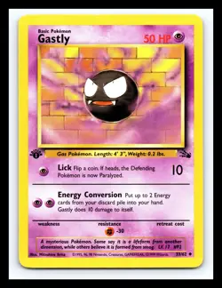 💥 Gastly 1st Edition Stamp Pokemon TCG 1999 Fossil Set Non Holo Vintage # 33/62 - Image 1