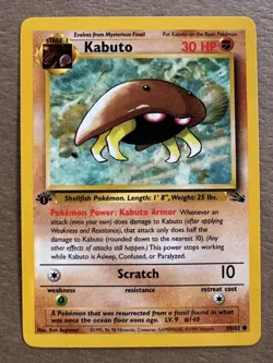 Kabuto 50/62 Fossil 1st Edition Non-Holo Common Pokemon Card2 NM+ - Image 1