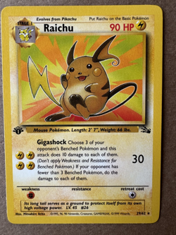 Raichu 29/62 Fossil 1st Edition Non-Holo Rare Pokemon Card NM+ - Image 1