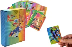 Pokemon 55 PCS Rainbow Foil Card Assorted Cards TCG Deck Box Vmax GX Rare Cards - Image 1