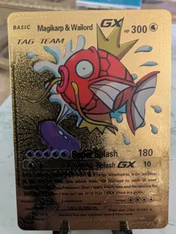 Pokemon Magikarp Wailord GX Tag Team Gold Foil Fan Art Collector Card TCG - Image 1