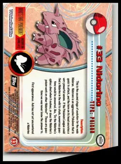 Nidorino #33 SILVERFOIL Rays Topps Pokemon TV Animation Edition Black Label - Image 2